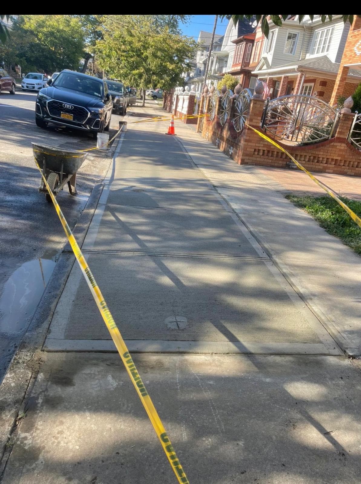 Custom Brick Pillars & Concrete Walkway